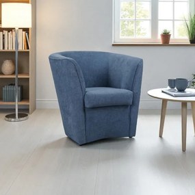 Poltrona blu jeans imbottita in tessuto antimacchia stile moderno