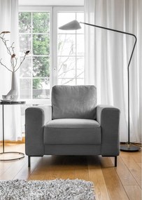 Poltrona in velluto a coste grigio Lofty Lilly - Miuform