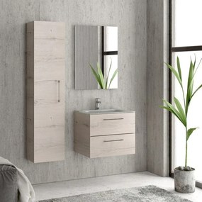 Kamalu - composizione lavabo bagno con mobile 60 cm, colonna e specchio el-60b