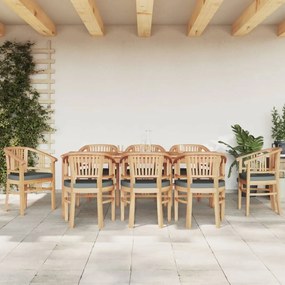 Set da pranzo per giardino 9 pz in legno massello di teak