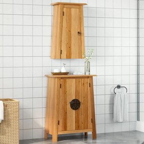 Set mobili da bagno 2 pz in legno massello di pino