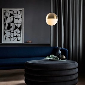 Lampadario bianco/dorato con paralume in vetro ø 20 cm Bastos – Opviq lights