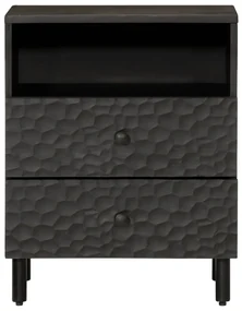 Comodino nero 50x33x60 cm in legno massello di mango