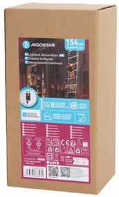 Aigostar - Decorazione natalizia LED da esterno 154xLED/3,6W/230V/8 funzioni 1,6m IP44 bianco freddo