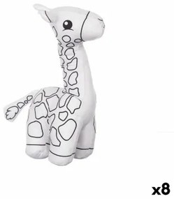 Peluche da Colorare Bianco Nero Stoffa 17 x 22 x 9 cm Giraffa (8 Unità)