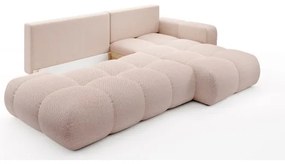 Divano letto angolare imbottito con contenitore a L ALMADA, lato destro, rosa