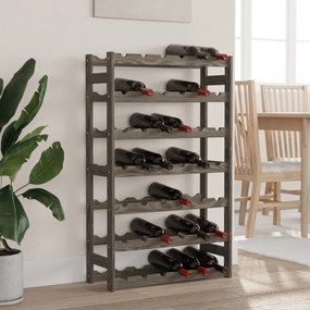 Portabottiglie per 42 bottiglie grigio legno massello di pino