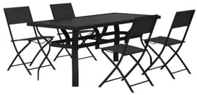 Set da Pranzo per Giardino 5 pz Grigio e Nero