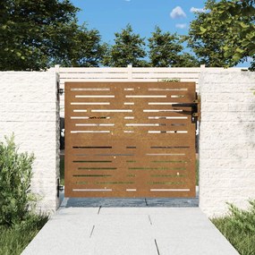 Cancello Da Giardino 85x75 Cm Acciaio Corten Design Quadrato /