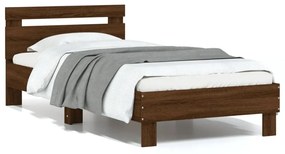 Giroletto Senza Materasso Con Testiera Rovere Marrone 75x190 Cm /