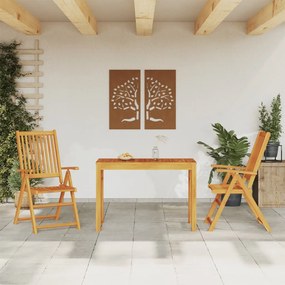 Set Da Pranzo Per Giardino 3 Pz İn Legno Massello Di Acacia /