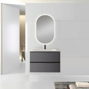 Mobile sottolavabo, lavabo e specchio Granada cenere L 80 x H 54 x P 48 cm