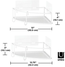 Mensole angolari bianche autoportanti in acciaio per bagno 2 pezzi Cubiko - Umbra