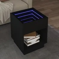 Tavolino da Salotto con LED Infinity Nero 40x40x50 cm 847645