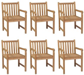 Sedie da giardino 6 pz e cuscini bianco crema massello di teak