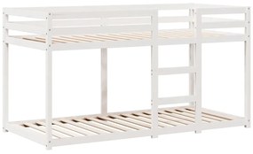 Letto a castello con tetto bianco 75x190 cm legno massello pino