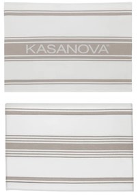 Set 2 strofinacci cucina 50x70 cm righe cotone tortora