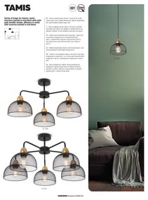 Redo 01-1573 - Lampadario a sospensione con cavo TAMIS 3xE27/42W/230V Ø 59 cm, nero