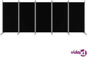 vidaXL Divisorio a 5 Pannelli Nero 433x180 cm in Tessuto