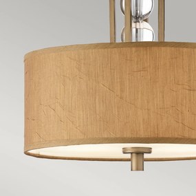 Lampadario Contemporaneo Celestial Legno Bronzo Cambridge Tessuto 3 Luci E27