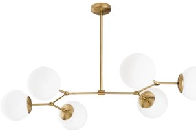 Lampadario color ottone con paralume in vetro Damar – Opviq lights