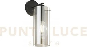 Applique a parete magic nera e fume' 1 luce attacco e27 15,5x15,5x3...