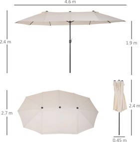 Ombrellone da Giardino 4,6x2,7 m Palo Ø48 mm Doppio Tetto Beige...