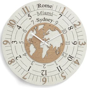 Orologio rotondo moderno TIME ZONE in legno laminato D30cm TTE