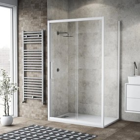 Box doccia con ingresso frontale scorrevole Record L 155 x H 195 cm, vetro 6 mm vetro senza finitura / trasparente profilo bianco spazzolato