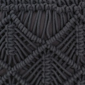 Pouf lavorato a mano macramé antracite 45x30 cm in cotone