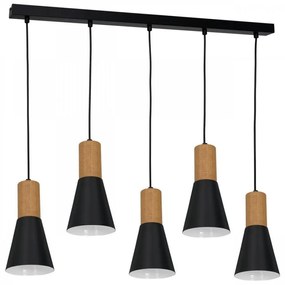 Lampadario su filo EDMON 5xE27/60W/230V nero