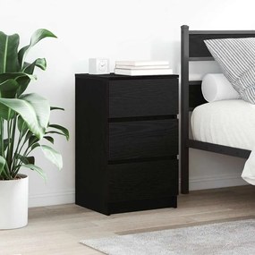 Comodino Con 3 Cassetti Nero 39x35x65 Cm /