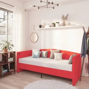 Dormeuse con Materasso USB Rosso Vino in Velluto 90x200 cm