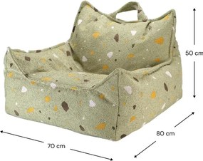 Pouf a sacco per bambini verde con rivestimento in bouclé e ciniglia Terrazzo Chair – Wigiwama