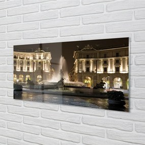 Quadro vetro Fontana di roma di notte 100x50 cm