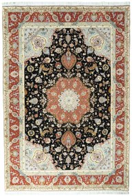 Tabriz Tappeto 170 x 240 Nero (Iran) Annodato A Mano