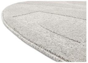 Tappeto rotondo in lana grigio chiaro ø 120 cm Morphic Botanica - Agnella