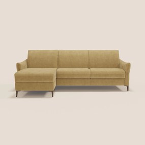 Dalia divano letto angolare con materasso alto 18 cm piedini alti e penisola contenitore in tessuto smacchiabile T17