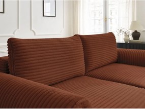 Divano color mattone allungabile con rivestimento in velluto a coste 257 cm Lucien – Bobochic Paris