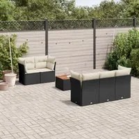 Set Divano da Giardino 6 pz con Cuscini Nero in Polyrattan 3223480