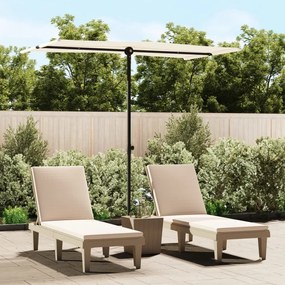 Ombrellone Da Esterni Palo İn Alluminio 180x110cm Bianco Sabbia /