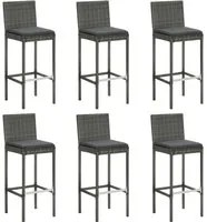 Sgabelli da Bar con Cuscini 6 pz in Polyrattan Grigio 362579