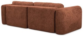 Divano angolare color terracotta allungabile/con contenitore (con penisola a sinistra/con chaise lounge) con rivestimento in ciniglia Mele – Makamii