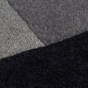 Tappeto nero e grigio in lana tessuto a mano 120x180 cm Collage Monochrome – Flair Rugs