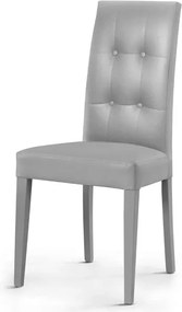Sedia poltrona imbottita in ecopelle effetto capitonnč DODO set 2 pezzi GRIGIO