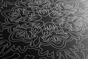 Quadro su tela – Mandala ornamentale in bianco e nero