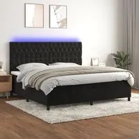 Letto a Molle con Materasso e LED Nero 200x200 cm in Velluto 3136325