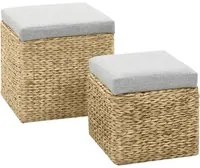 Set Pouf 2 pz in Giunco Grigio cod mxl 58107