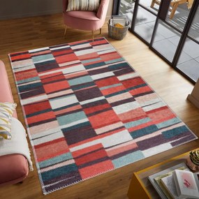 Tappeto rosso lavabile 80x150 cm Blocks of Fun – Vitaus