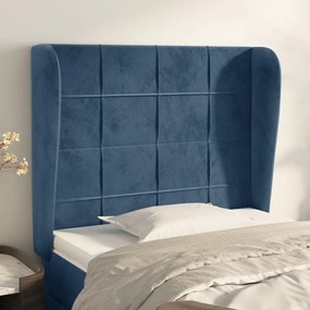 Testiera Ad Orecchio Blu Scuro 103x23x118/128 Cm İn Velluto /